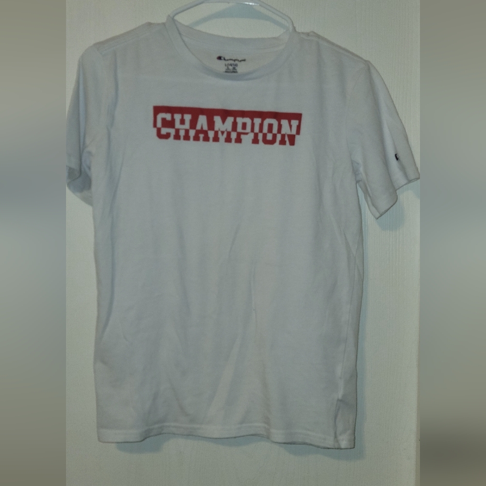 Champion White Tee with Red Accents
